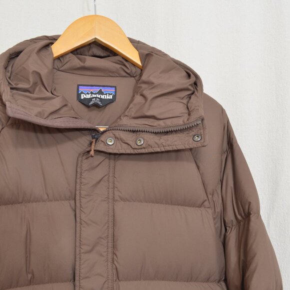 patagonia men's silent down parka in chocolate brown size xs - Picture 5 of 5